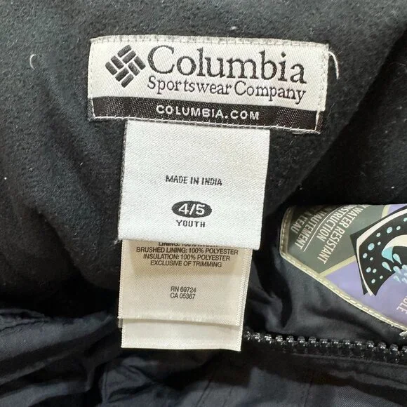 Kids Columbia Omni Shield Black Ski Snow Bibs Insulated Waterproof 4/5 Youth - Picture 6 of 8